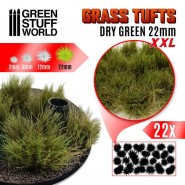Grass TUFTS XXL - 22mm self-adhesive - DRY GREEN | 22 mm Grass Tufts