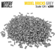 Miniature Bricks - Grey x200 1:24 | Miniature bricks