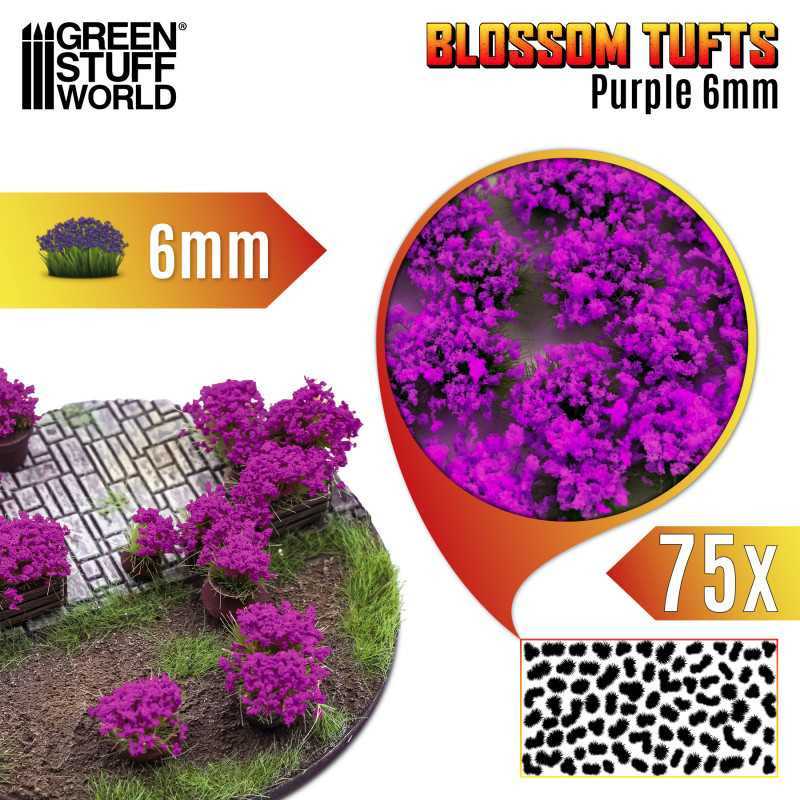 Blossom TUFTS - 6mm self-adhesive - PURPLE Flowers | Blossom Tufts