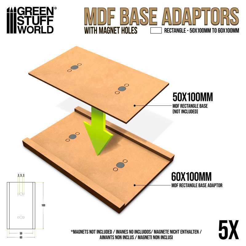 MDF底座的适配器 - 长方形 50x100mm 到 60x100mm - 底座适配器