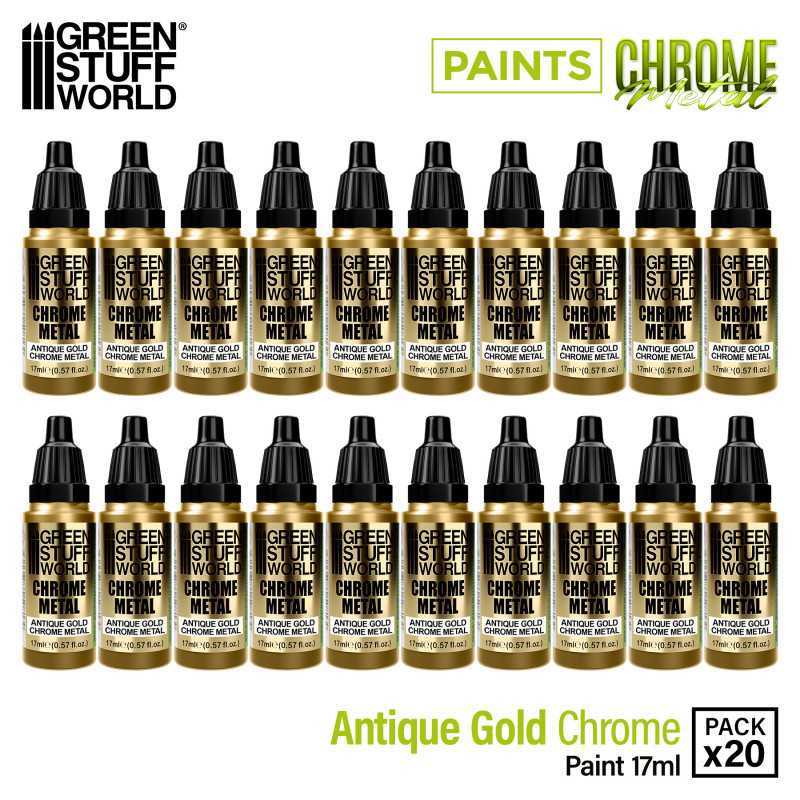 Chrome Paint - Antique Gold 17ml (Pack x20) | Chrome Paints