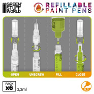 Refillable paint pen 0.5 (pack x6) | Refillable paint pens