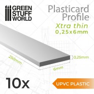 uPVC Plasticard - Profile Xtra-thin 0.25mm x 6mm | Flat Profiles
