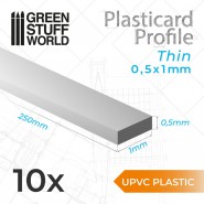 uPVC Plasticard - Thin 0.50mm x 1mm | Flat Profiles