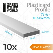 uPVC Plasticard - Thin 0.50mm x 4mm | Flat Profiles