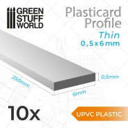 uPVC Plasticard - Thin 0.50mm x 6mm | Flat Profiles